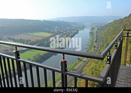 love locks on the weser skywalk Stock Photo