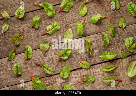 Organic food.Frame from ingredients for salad on old, rustic, woodn table Stock Photo