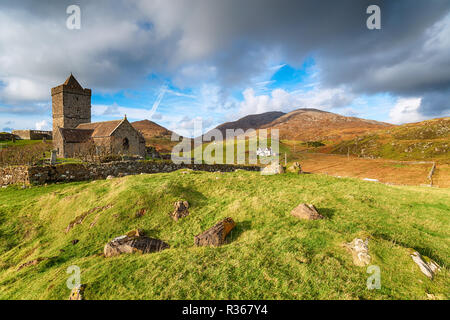 St Clement's Church in Rodel on the Isle of Harris in the Western Isles in Scotland Stock Photo