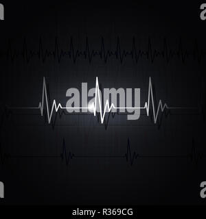 heart pulsating ecg rhythm graph dark red background Stock Photo - Alamy