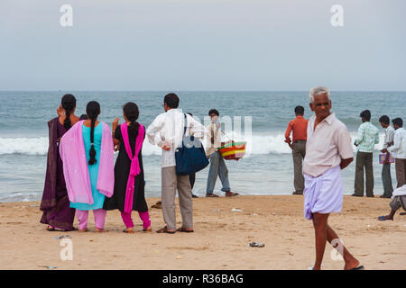 Chennai, India - September 6, 2007: Local people enjoy themselves at the popular Marina Beach in Chennai. It is the longest beach in India Stock Photo