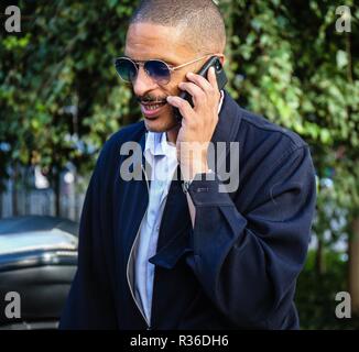 PARIS, France- September 27 2018: Men on the street during the Paris Fashion Week. Stock Photo