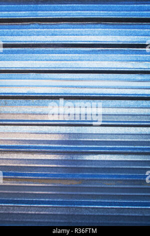 blue aluminum texture, metal roller blinds. Stock Photo