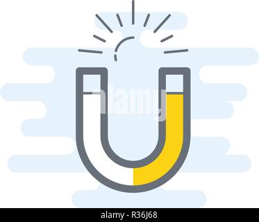 Horseshoe shaped magnet icon in simple flat style Stock Vector
