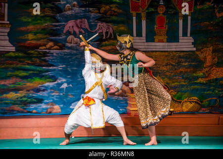 Laotian dancers perform in the Royal Ballet Theatre in Luang Prabang Laos Stock Photo