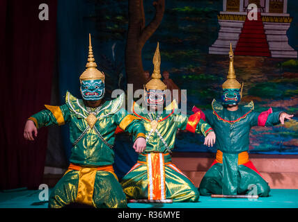 Laotian dancers perform in the Royal Ballet Theatre in Luang Prabang Laos Stock Photo