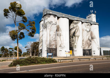 Famous silo mural in South Australia's Coonalpyn. Stock Photo