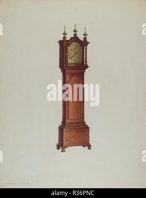 Miniature Tall Clock. Dated: c. 1938. Dimensions: overall: 44.9 x 35.1 cm (17 11/16 x 13 13/16 in.)  Original IAD Object: 47 1/2'h; 11 1/2'wide; 5 3/4'deep. Medium: watercolor, colored pencil, graphite and some heightening on paperboard. Museum: National Gallery of Art, Washington DC. Author: Isadore Goldberg. Stock Photo