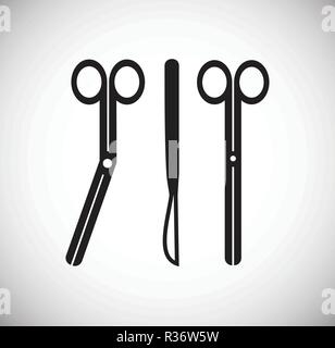 Surgical instruments on white background icons Stock Vector