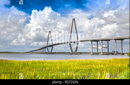 Arthur Ravenel Bridge in Charleston, SC Stock Photo