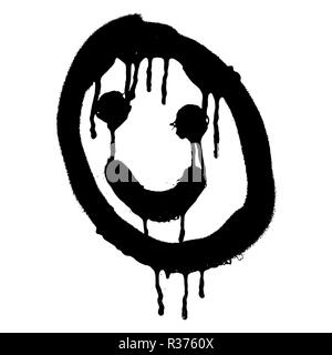 Graffiti grunge emoji with black ond white colour Stock Vector