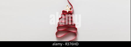 banner of christmas tree made from ribbon Stock Photo