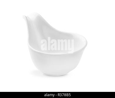White empty condiment bowl isolated. Stock Photo
