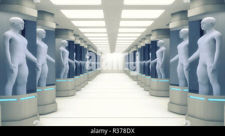 3D render. Cloning humanoid figures Stock Photo