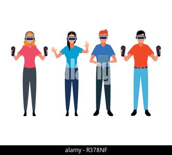 Set of people using Virtual reality Stock Vector