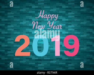 New 2019 year, vector illustration. Perfect for presentations Stock Vector