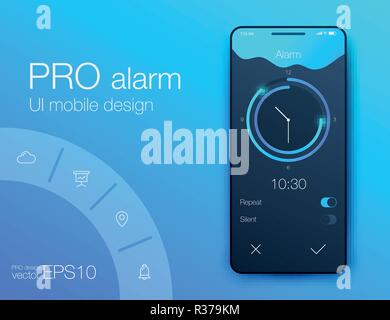 Clock Application UI Design Concept, Vector EPS 10 Stock Vector