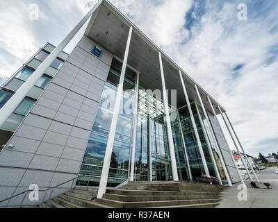 New City Hall, Radhus, town hall, modern architecture with large glass facade, Tromsö, Norway Stock Photo