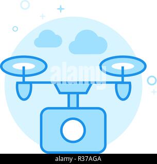 Drone Wedding Video Flat Vector Icon, Symbol, Pictogram, Sign. Light Blue Monochrome Design. Editable Stroke Stock Vector