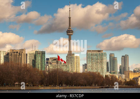 Toronto, CANADA - November 20, 2018: Landscape view of the city of Toronto with legendary CV Tower Stock Photo