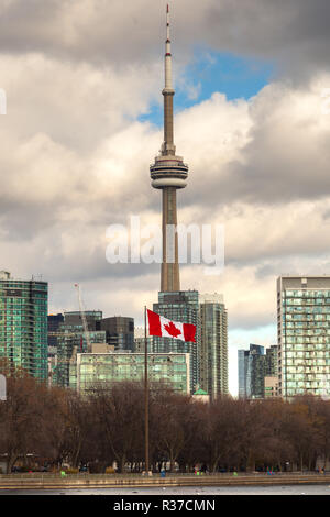 Toronto, CANADA - November 20, 2018: Landscape view of the city of Toronto with legendary CV Tower Stock Photo