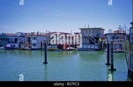 Houseboat, floating homes in Sausalito, California Stock Photo