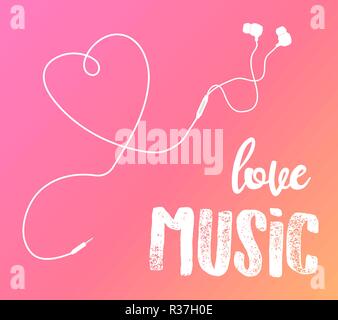 Vector earphones with connector and switch controller. Isolated objects in white and black. Flat lay design Stock Vector
