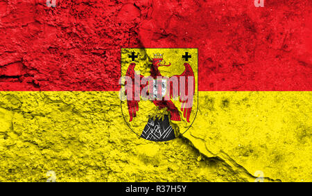 Flag of Burgenland close up painted on a cracked wall, concept of armed actions and conflicts in the world Stock Photo