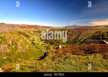 Borrowdale and Rosthwaite from Eagle Crag Stock Photo