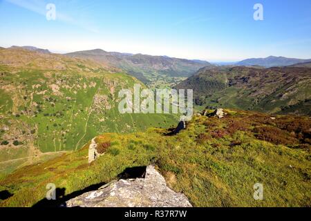 Borrowdale and Rosthwaite from Eagle Crag Stock Photo