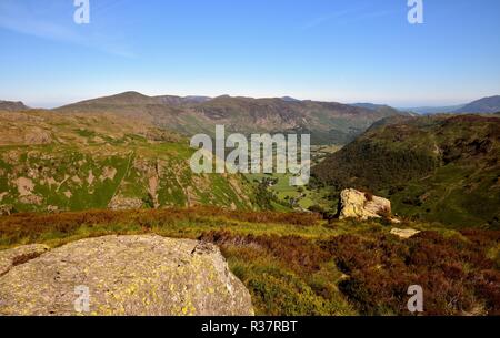 Borrowdale and Rosthwaite from Eagle Crag Stock Photo