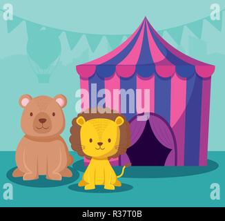 circus tent with cute animals vector illustration design Stock Vector