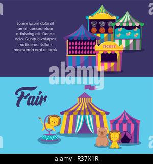 circus tents with cute animals vector illustration design Stock Vector