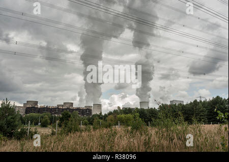 smoke from the chimney of a coal-fired power station Stock Photo
