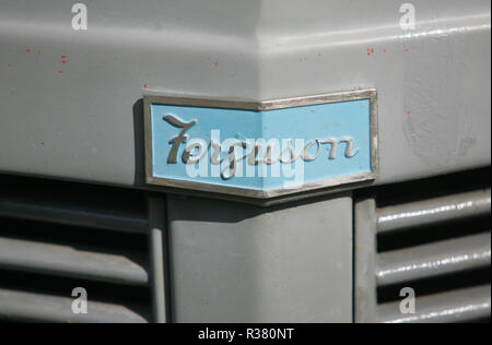 A Ferguson tractor and emblem on display at a country fair. England UK GB Stock Photo