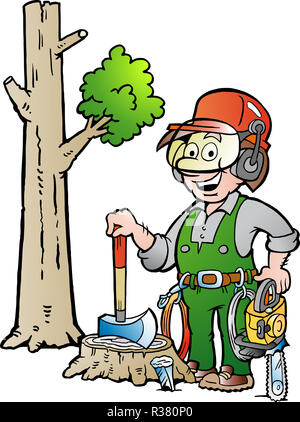 Woodcutter Cartoon Stock Vector Art & Illustration, Vector Image