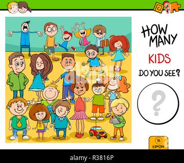 counting educational activity with cartoon boys characters Stock Vector ...