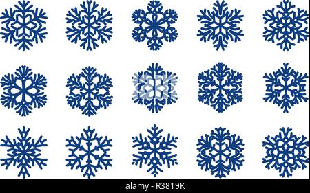 Set of decorative snowflakes. Christmas, winter concept. Vector illustration Stock Vector