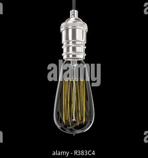 Realistic vintage glowing light bulb. 3D render Stock Photo