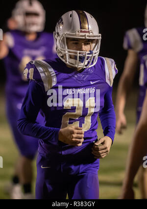 Football action with Big Valley vs. Los Molinos High School in Palo Cedro, California. Stock Photo