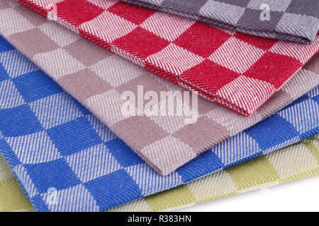 Colorful kitchen towels closeup picture. Stock Photo