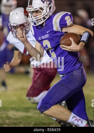 Football action with Big Valley vs. Los Molinos High School in Palo Cedro, California. Stock Photo