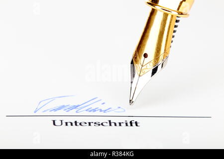 pen and signature Stock Photo