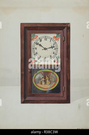 Clock, Seth Thomas. Dated: c. 1937. Dimensions: overall: 35.4 x 24.7 cm (13 15/16 x 9 3/4 in.)  Original IAD Object: 15' x 10'. Medium: watercolor, colored pencil, gouache, graphite, andpen and ink on paper. Museum: National Gallery of Art, Washington DC. Author: Dana Bartlett. Stock Photo