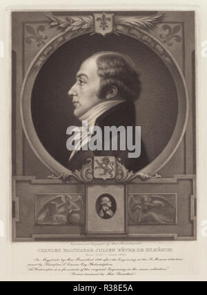 Charles Balthazar Julien Févret de Saint-Mémin. Dated: 1900. Dimensions: plate: 17.78 × 12.7 cm (7 × 5 in.)  sheet: 40.64 × 30.48 cm (16 × 12 in.). Medium: mezzotint in black on chine collé. Museum: National Gallery of Art, Washington DC. Author: Max Rosenthal, after Charles B. J. Févret de Saint-Mémin. Stock Photo