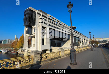 The headquarters of the French Ministry of Finance and Economy is located in the Bercy neighborhood in the 12th arrondissement of Paris. Stock Photo