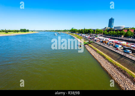 Weekend food market in Dusseldorf city in Germany Stock Photo