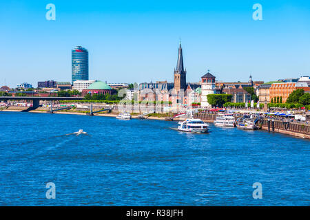 St. Lambertus Church and Schlossturm castle tower in aldstadt old town of Dusseldorf city in Germany Stock Photo