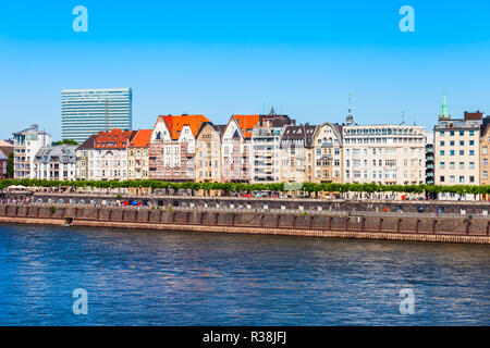 Rhine river and aldstadt old town in Dusseldorf, Germany Stock Photo