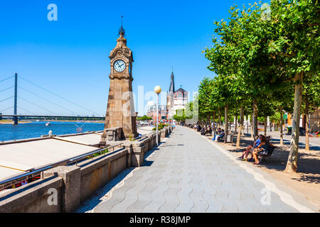 St. Lambertus Church and Schlossturm castle tower in aldstadt old town of Dusseldorf city in Germany Stock Photo